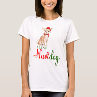Camiseta Navidades graciosos de Chihuahua huyen de Navidog