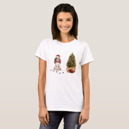 Camiseta Navidades graciosos de Cocker Brown con un árbol