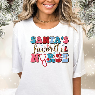 Camiseta Navidades graciosos de enfermera favorita de Santa