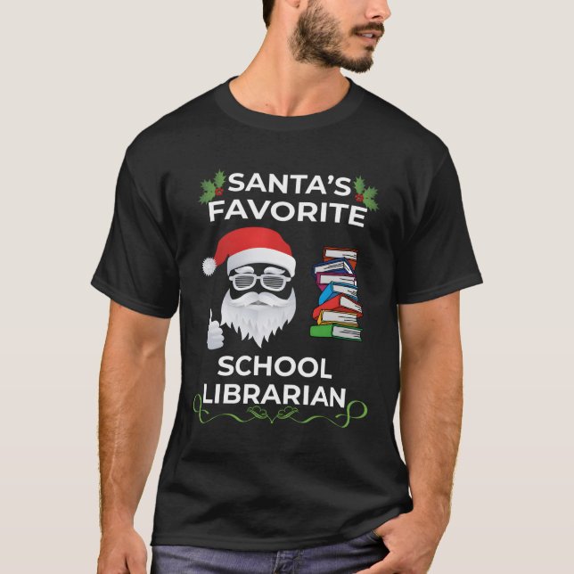 Camiseta Navidades Graciosos De La Biblioteca Escolar Favor (Anverso)