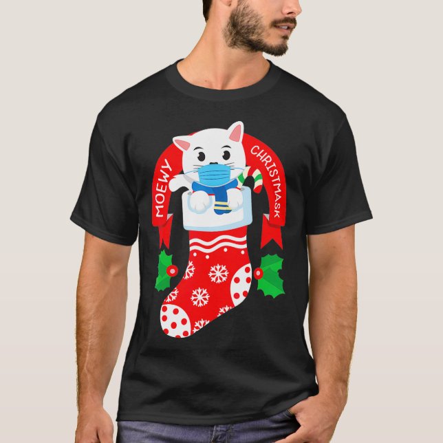 Camiseta Navidades graciosos de la máscara facial de un gat (Anverso)