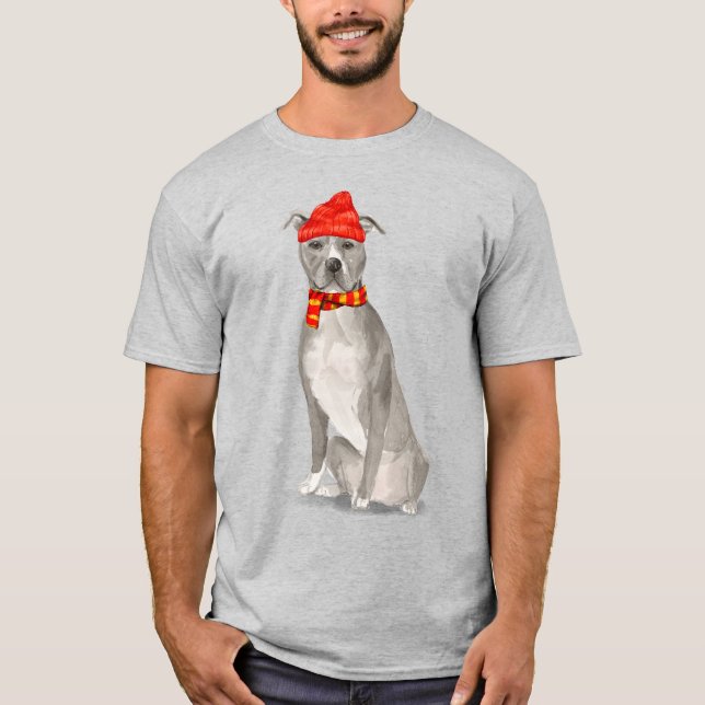 Camiseta Navidades graciosos de Pit Bull Terrier (Anverso)