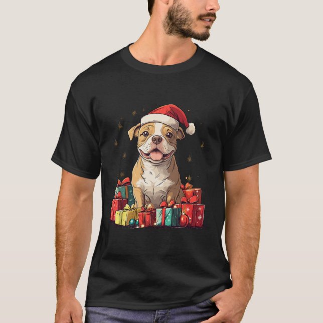 Camiseta Navidades graciosos de Pitbull Santa Hat (Anverso)