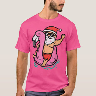 Camiseta Navidades Graciosos De Santa Flamingo En Julio Sum