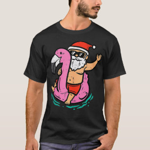 Camiseta Navidades Graciosos De Santa Flamingo En Julio Sum