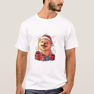 Camiseta Navidades graciosos de Santa Hat chow navideño