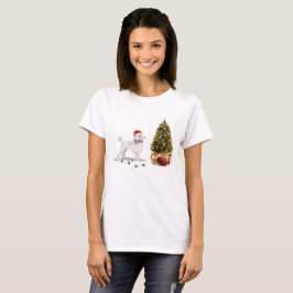 Camiseta Navidades graciosos de White Poodle con árbol