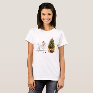 Camiseta Navidades graciosos de White Poodle con árbol