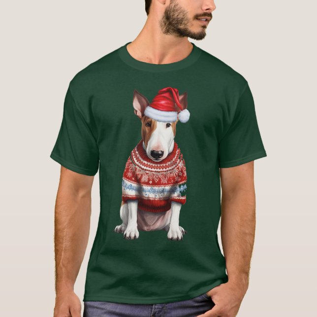 Camiseta Navidades graciosos del perro del barrio de Bull T (Anverso)