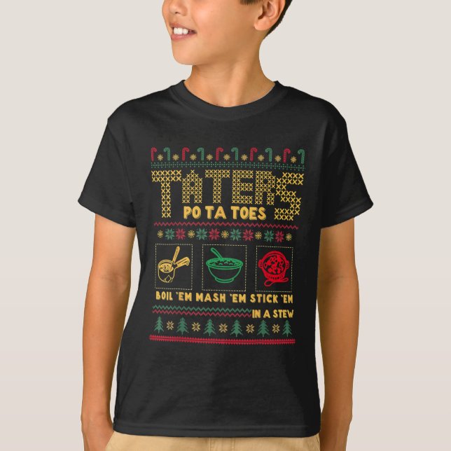 Camiseta Navidades graciosos destrozan papas y Navidades fe (Anverso)