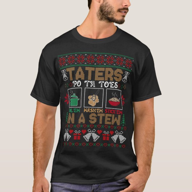 Camiseta Navidades graciosos destrozan papas y Navidades fe (Anverso)
