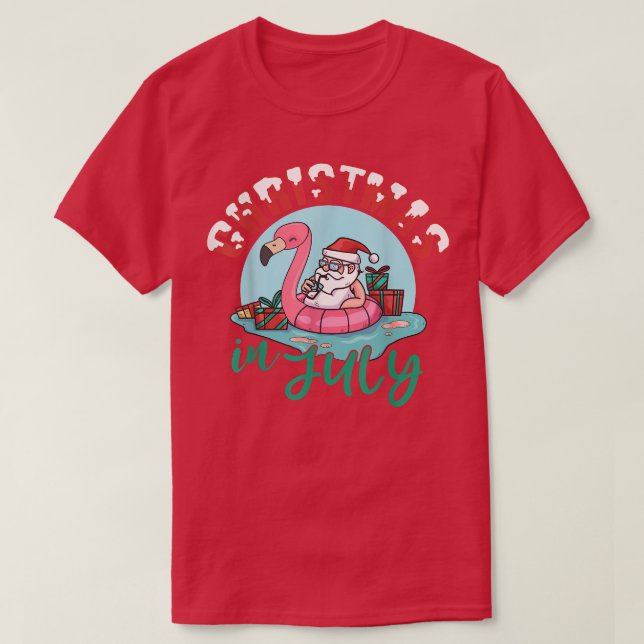 Camiseta Navidades Graciosos En Julio De Santa Flamingo Sum (Diseño del anverso)