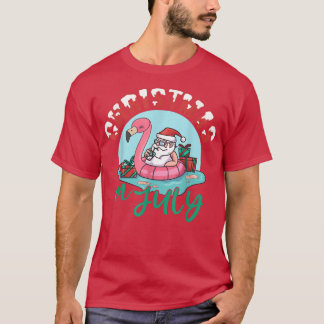 Camiseta Navidades Graciosos En Julio De Santa Flamingo Sum