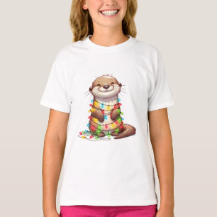 Camiseta Navidades graciosos envueltos en luces