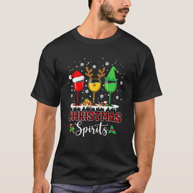 Camiseta Navidades Graciosos Espíritu Gafas De Vino Vacío D (Anverso)