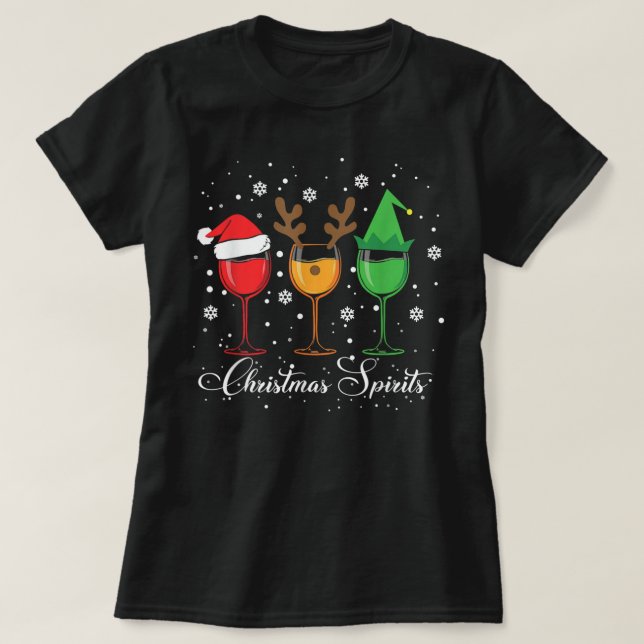 Camiseta Navidades Graciosos Espíritu Gafas De Vino Vacío D (Diseño del anverso)