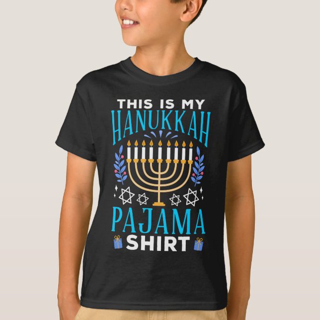 Camiseta Navidades graciosos, Hanukkah Pajama judío (Anverso)