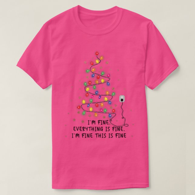Camiseta Navidades Graciosos Iluminan Árbol Estoy Bien Todo (Diseño del anverso)