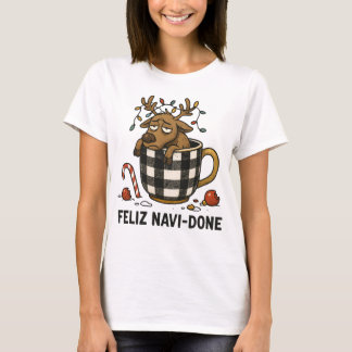 Camiseta Navidades graciosos reno Feliz Navi-Done