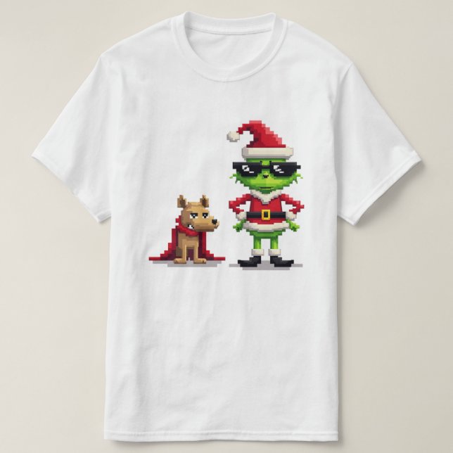 Camiseta Navidades graciosos reno y Max Pixel Art Tee | (Diseño del anverso)