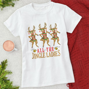 Camiseta Navidades graciosos renos y damas gemelas