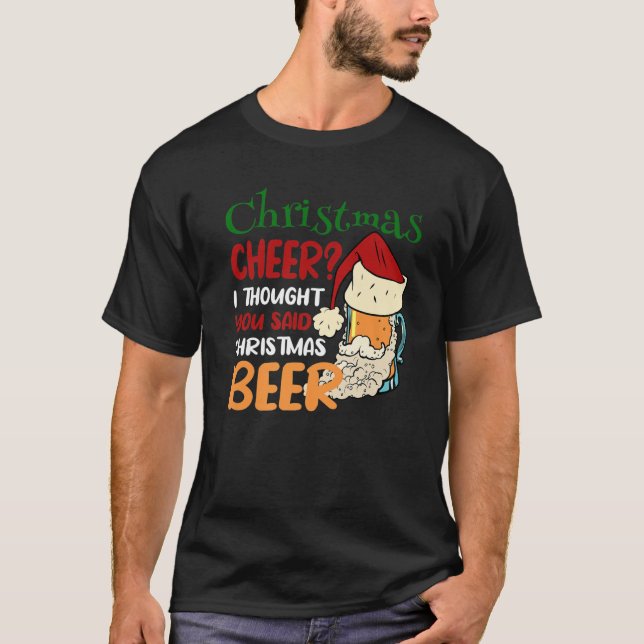 Camiseta Navidades Graciosos Saludan A Beer Mug En El Gorra (Anverso)