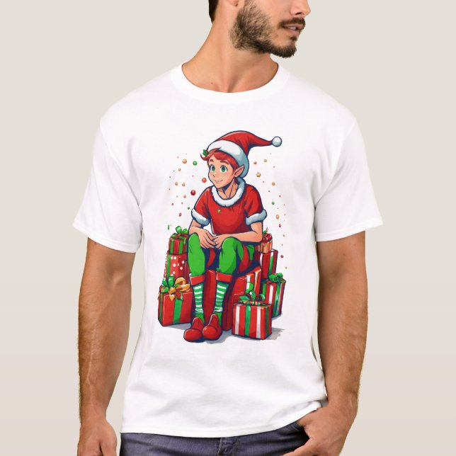 Camiseta Navidades graciosos Santa Claus Elf Kid (Anverso)