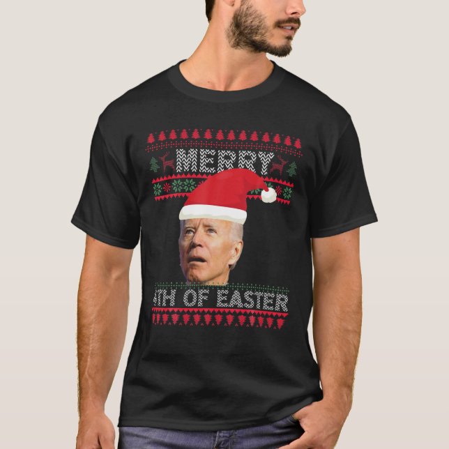 Camiseta Navidades Graciosos - Santa Joe Biden Merry 4 De E (Anverso)