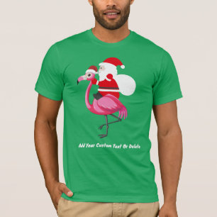 Camiseta Navidades graciosos Santa Riding Flamingo