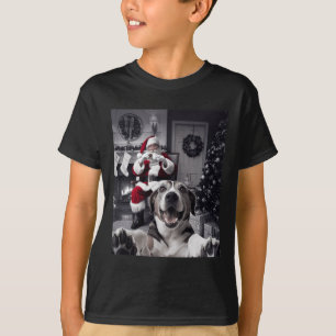 Camiseta Navidades Graciosos Selfie De Perro Con Santa Clau