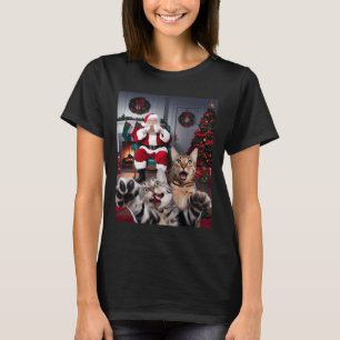 Camiseta Navidades Graciosos Selfie De Perro De Gato Con El