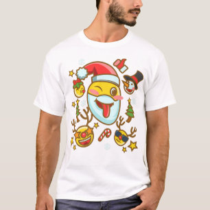 Camiseta Navidades graciosos sonríen a Emoticon Santa Hat X