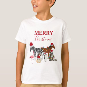 Camiseta Navidades graciosos y adorables Animals Santa Hats
