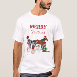 Camiseta Navidades graciosos y adorables Animals Santa Hats