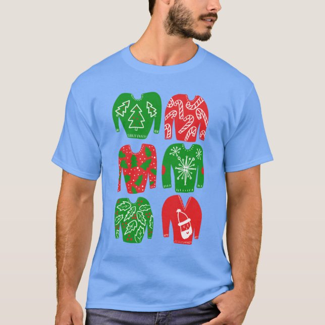 Camiseta Navidades graciosos y sudorosos patrón navideño (Anverso)