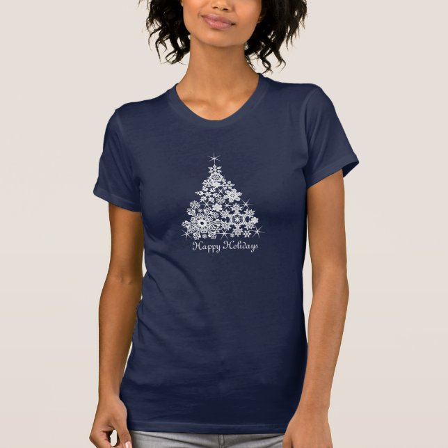 Camiseta Navidades gráfico copos de nieve de árbol de navid (Anverso)