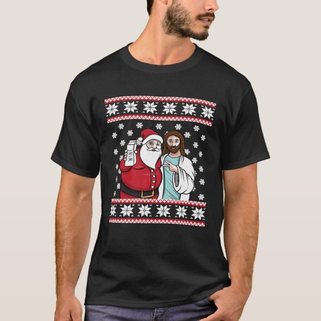 Camiseta Navidades Gráfico Santa Jesus Jingle Bros Wine Lov (Anverso)