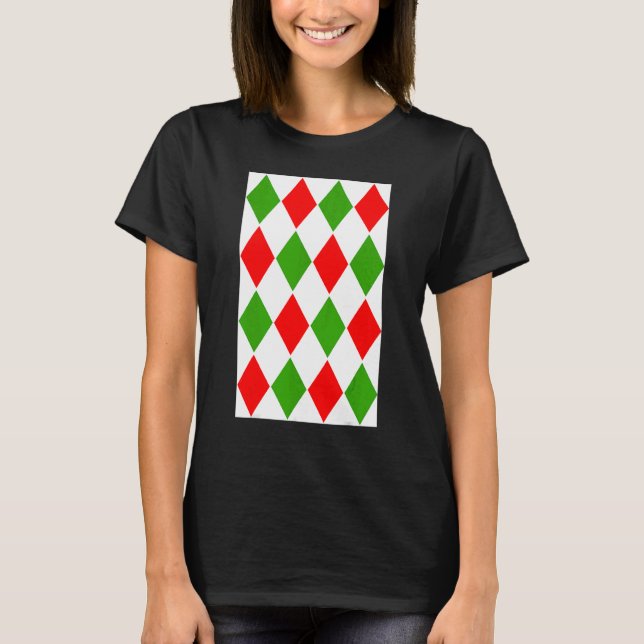 Camiseta Navidades Gran Patrón Harlequin Rojo Verde Y Wh (Anverso)
