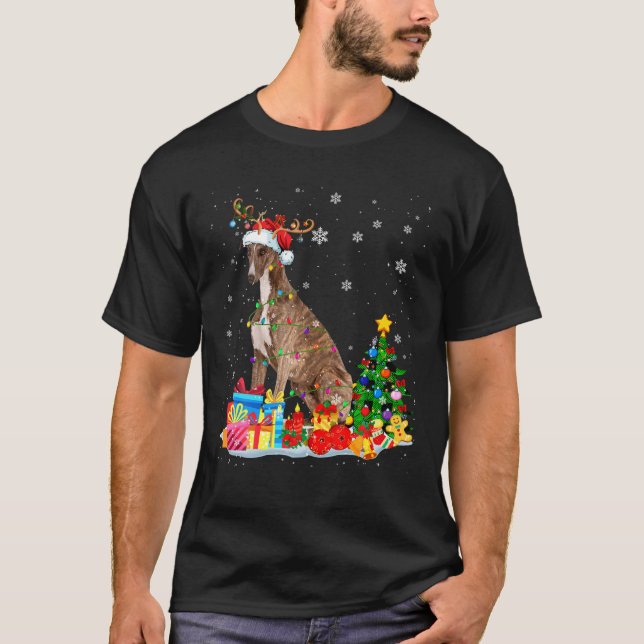 Camiseta Navidades Greyhound Xmas enciende reno Santa Gre (Anverso)