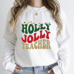 Camiseta Navidades Groovy Holly Jolly Teacher White