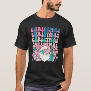Camiseta Navidades Groovy Santa Retro Floral Hippie Pj