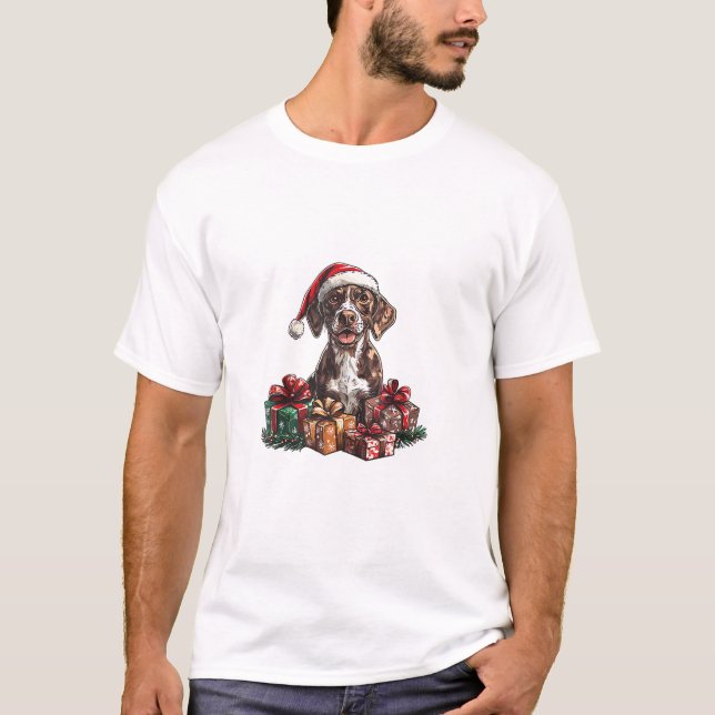 Camiseta Navidades GSP del Puntero Santa Hat alemán de Shor (Anverso)