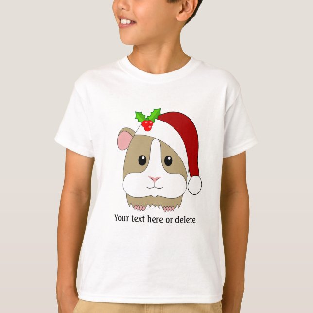 Camiseta Navidades Guinea Cerdo En Un Sombrero Personalizad (Anverso)