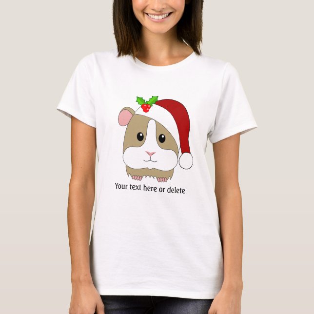 Camiseta Navidades Guinea Cerdo En Un Sombrero Personalizad (Anverso)