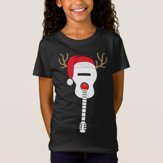 Camiseta Navidades Guitar santa hat renos (Anverso)