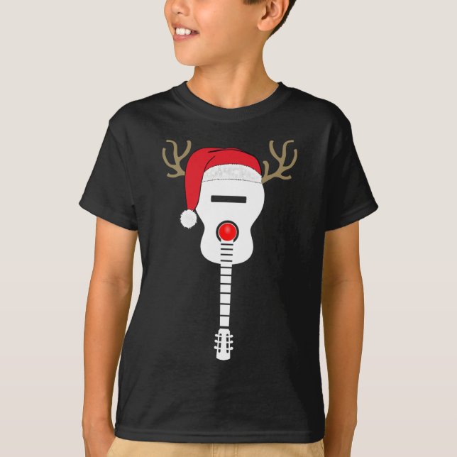 Camiseta Navidades Guitar santa hat renos (Anverso)