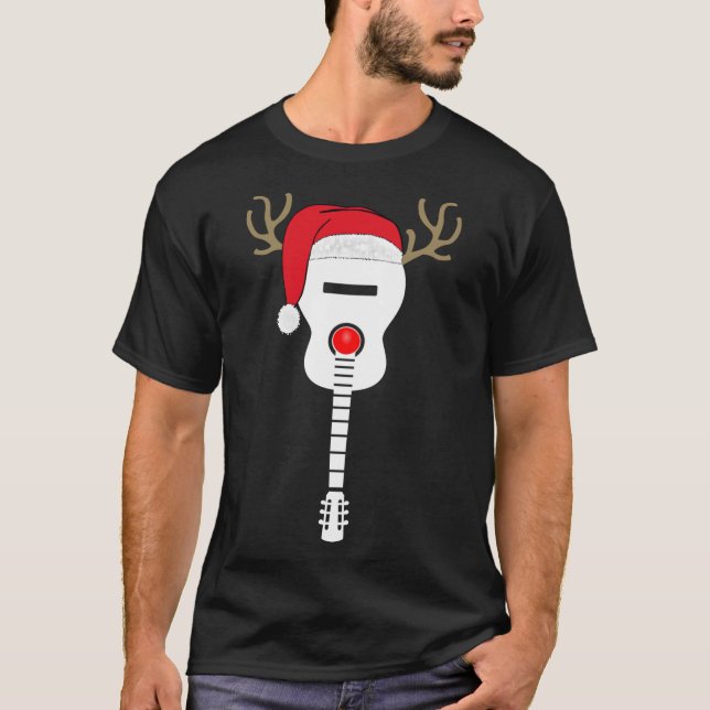 Camiseta Navidades Guitar santa hat renos (Anverso)