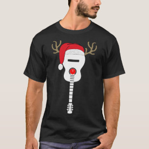 Camiseta Navidades Guitar santa hat renos