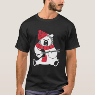 Camiseta Navidades Guitarra Acústica Santa Oso tocando músi
