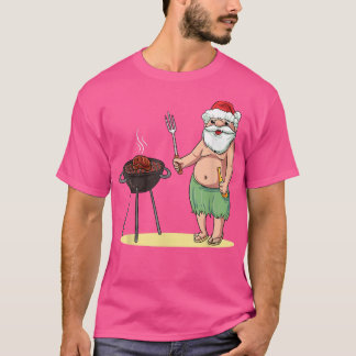 Camiseta Navidades hawaianos de BBQ Santa Claus en la camis